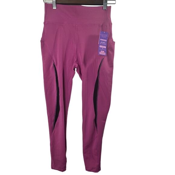 Popfit Pink / Black Mesh Accent Leggings Size Medium Performance Athleisure Yoga - Picture 1 of 6